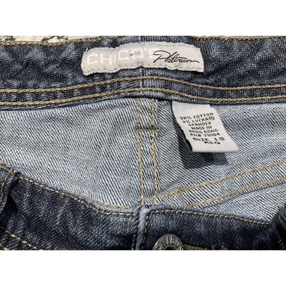 Chicos Jeans Size 1.5 (10) Women's Platinum Quartz Straight Blue Stretch - Picture 5 of 7